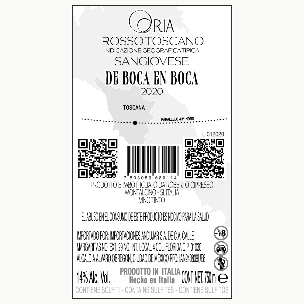 DE BOCA EN BOCA – SANGIOVESE 2020